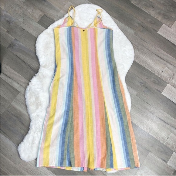 Billabong Lucky Us Striped Sleeveless Midi Dress Pastel Multi Large - Picture 10 of 16
